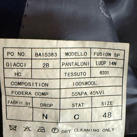 NWOT Bartorelli Napoli Men’s Wool Navy 2 Button Blazer Jacket. IT 48. US 38. - Picture 10 of 10